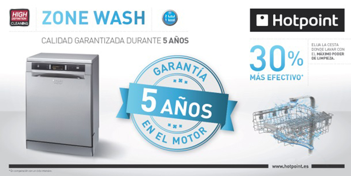 Lavavajillas Elexia Hotpoint 5 años garantía en el motor Hotpoint ofrece 5 años garantía en el motor del lavavajillas Elexia